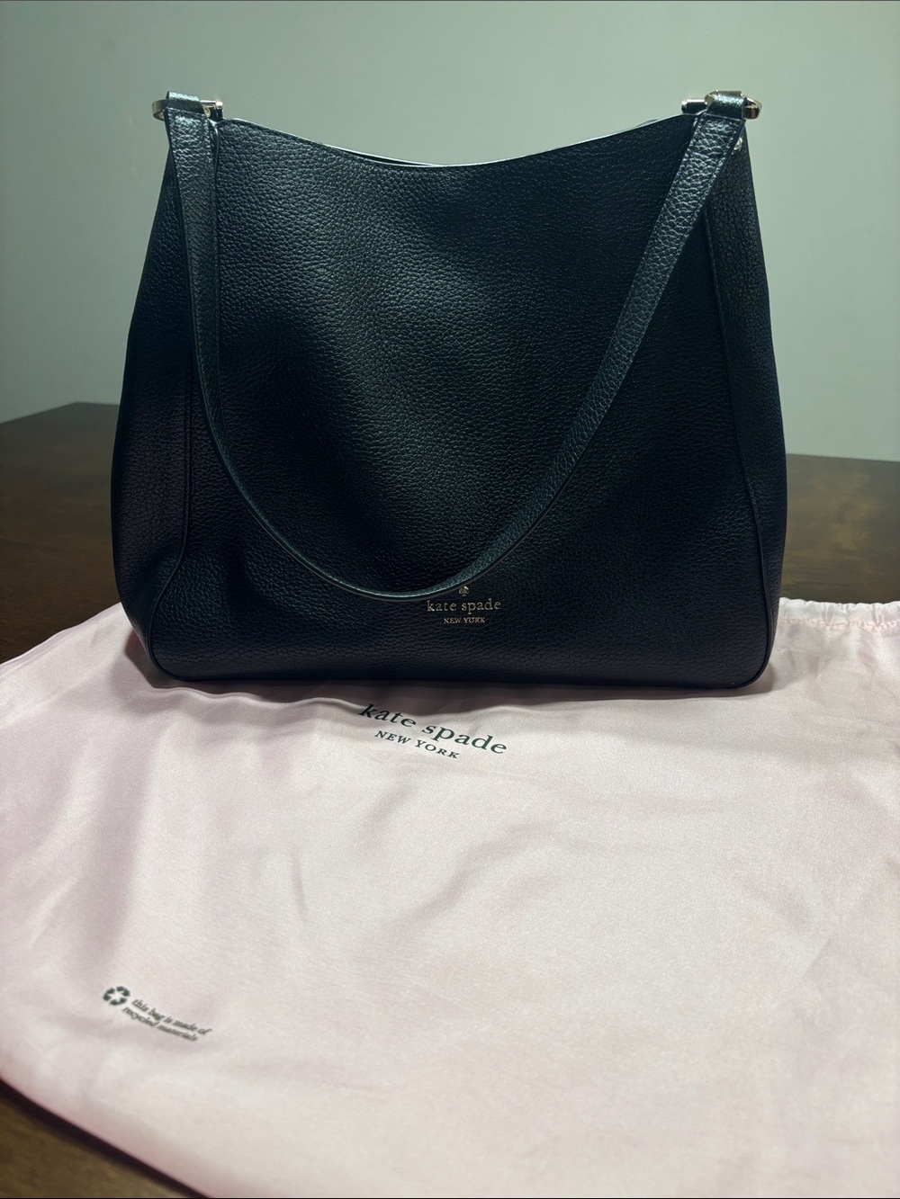 kate spade Black Leather Shoulder Bag with Gold Hardware